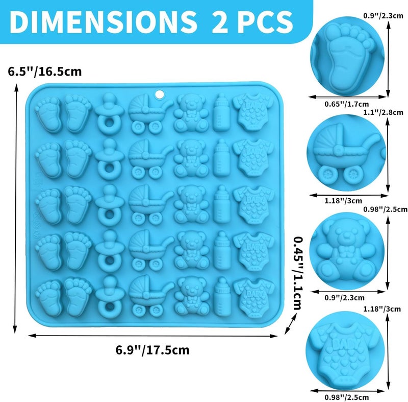 Apiocmy 2Pcs Baby Shower Chocolate Mold - Baby Onesie Pacifier Silicone Mold Baby Feet Molds Baby Bottle Cradles Molds,Bite Size Chocolate Candy Molds for Cake Cupcake Decoration - Image 3
