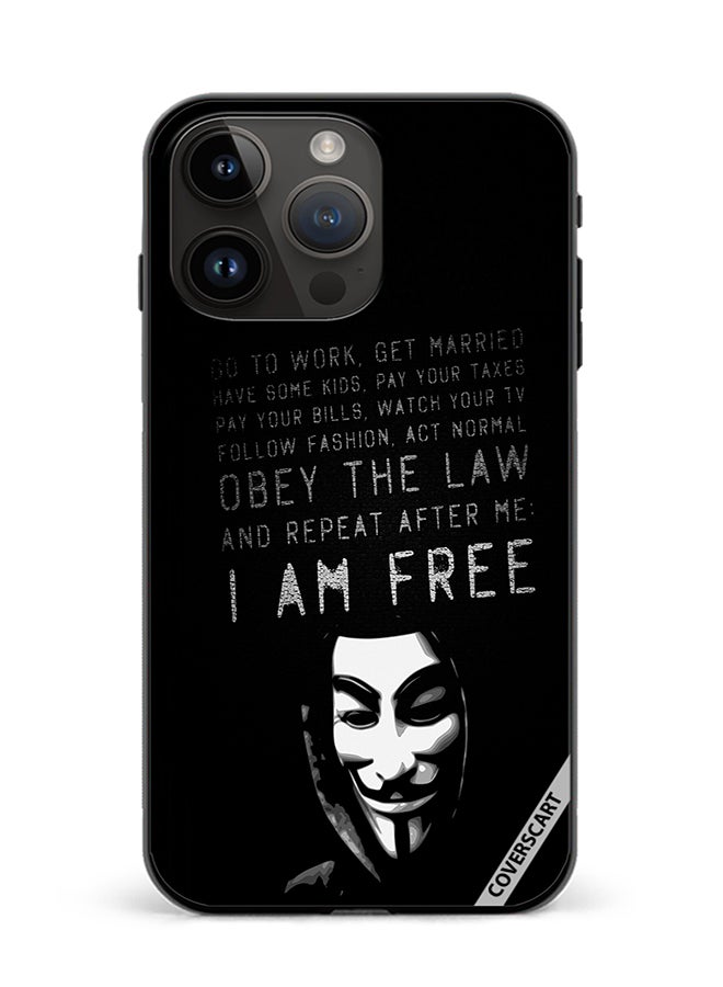 COVERSCART Protective Case Cover For Apple iPhone 15 Pro Max I Am Free Design Black - Image 1