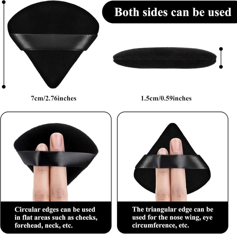 Maitys Fiber Triangular Makeup Puffs, 12 Pieces, Black, Soft Reusable Face Cosmetic Tools for Foundation, Powder, Blush, Concealer & More - Image 2
