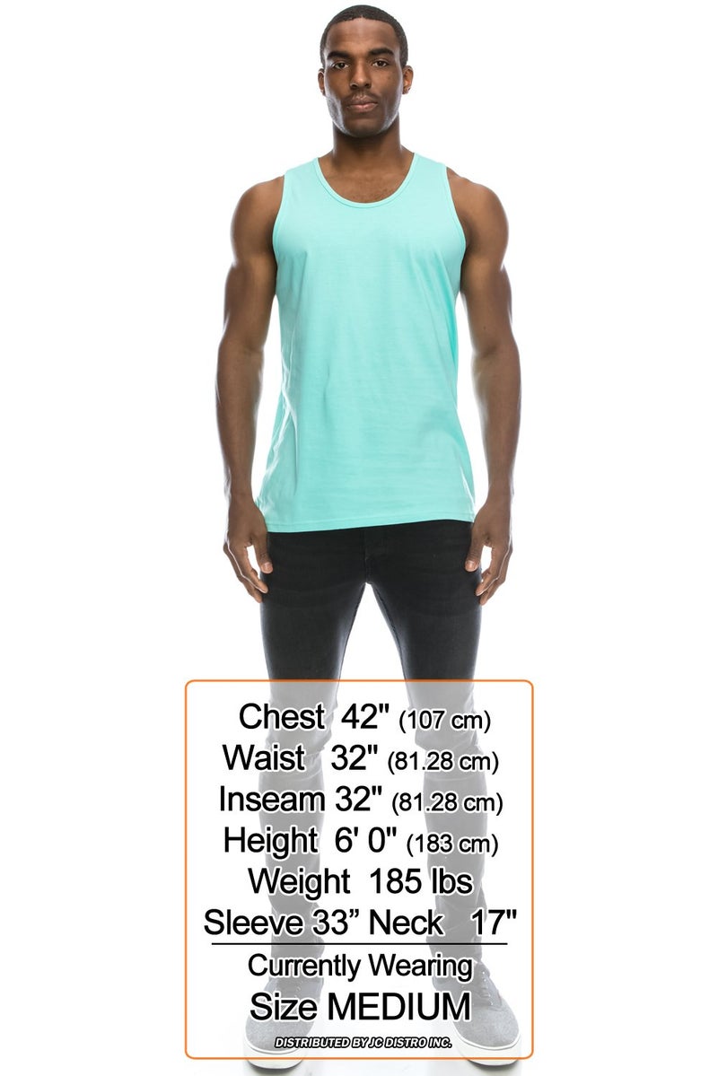 JC DISTRO Mens Hipster Hip Hop Basic Tank Top Soft Premium Cotton Jersey Shirts Mint Large - Image 2
