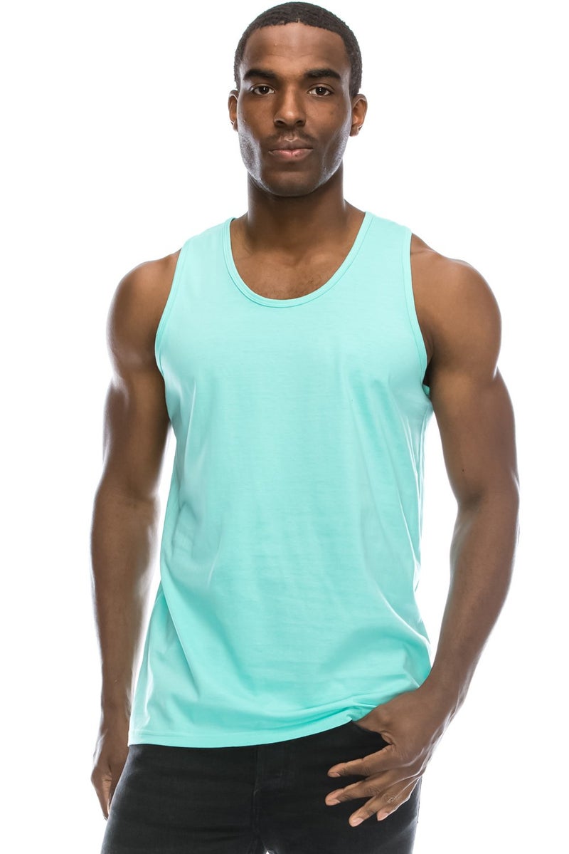 JC DISTRO Mens Hipster Hip Hop Basic Tank Top Soft Premium Cotton Jersey Shirts Mint Large - Image 1