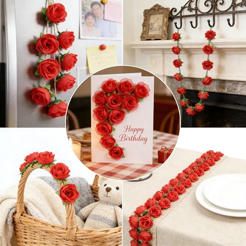 AWARDSEN 100Pcs 1.3 Inches Mini Red Roses Artificial Flowers Mini Rose Flowers for Crafts Fake Small Silk Rose Head for Wedding Bouquet DIY Party Table Centerpieces Decor - Image 5