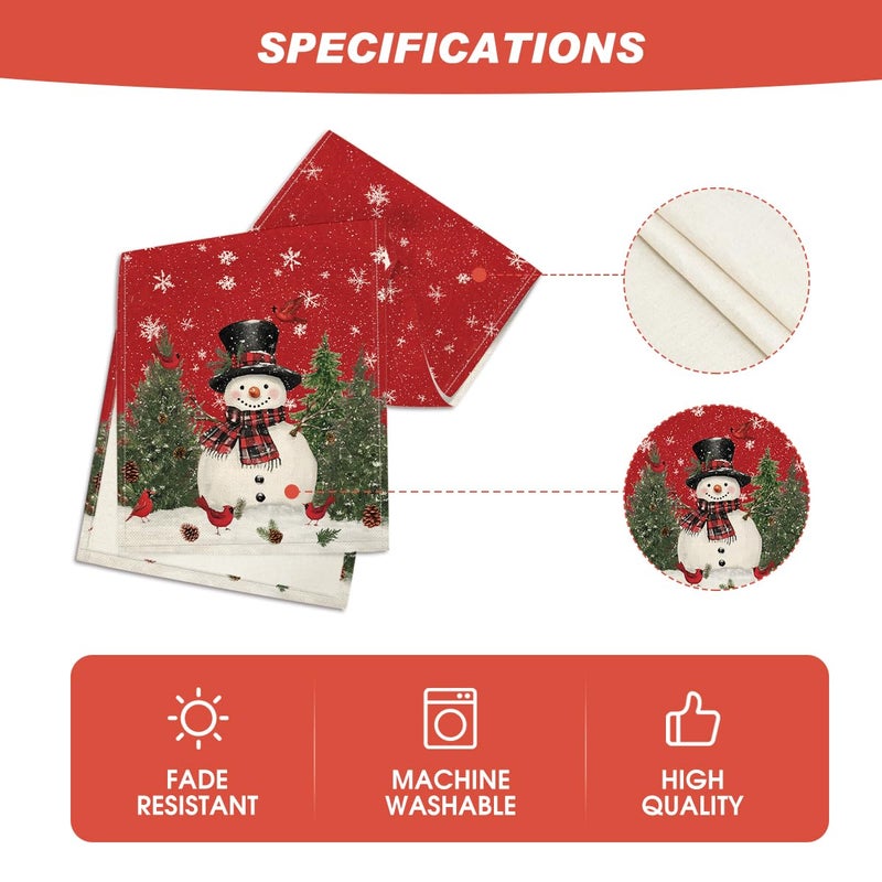 Artoid Mode Snowman Christmas Birds Trees Table Runner, Seasonal Winter Xmas Holiday Kitchen Dining Table Decoration for Indoor Outdoor Home Party Decor 13 x 72 Inch - Image 5