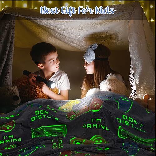 Levens Gaming Blanket Gifts Toys for Boys - Glow in The Dark Game Controller Gamer Throw for Kids Age 1-14 Year Old Teens Child Toddler Son Birthday Christmas Valentines Easter Party Favors Presents 50"x60" - Image 5