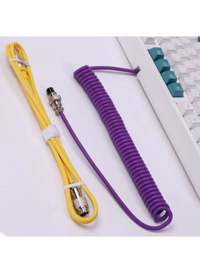 Customized Aviation Plug Line Mechanical Keyboard Data Cable Extension Fixed Rod Counterweight Rod Spring Typec Spiral USB-Color:Note Color Matching-classic One-piece - Image 1