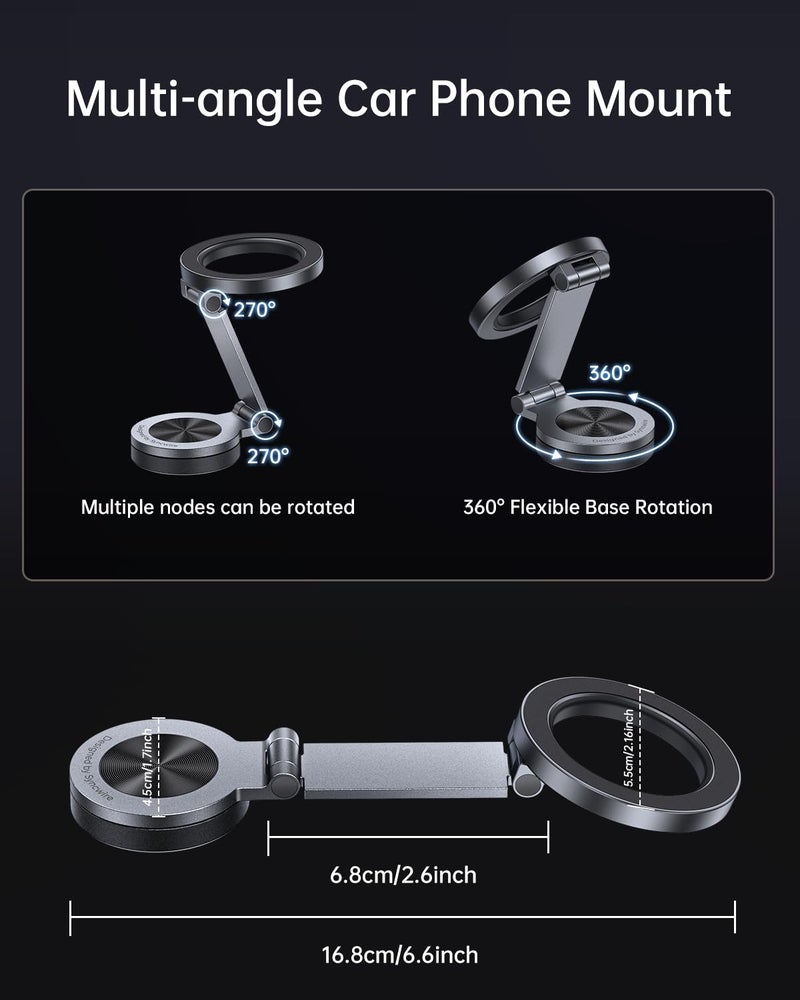 SYNCWIRE for MagSafe Car Mountã€360Â° Rotationã€‘Magnetic Phone Holder for Car, Adjustable Metal Arm, Ultra Magnet, Car Magnet Phone Mount for Dashboard, Fit for iPhone 17 16 15 14 13 Pro Max &All Phones - Image 5
