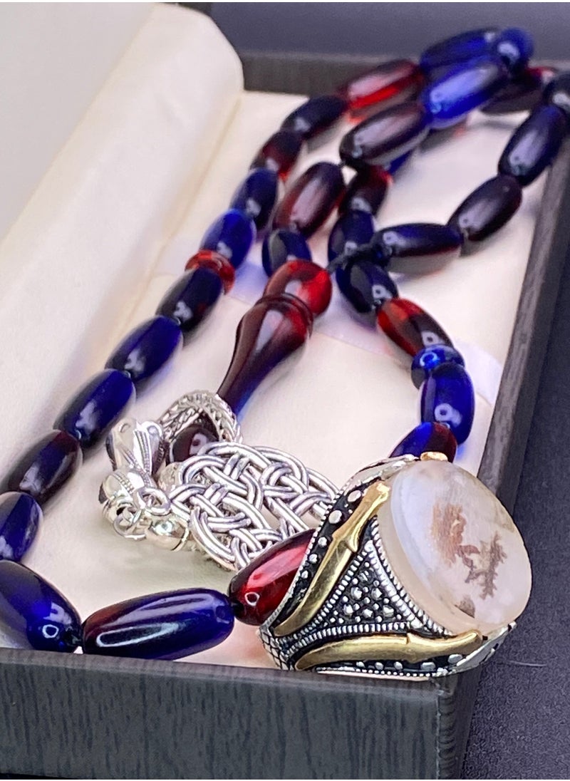 Men's ring, original natural Yemeni agate, 925 sterling silver, men's rings, Turkish-made, royal, men's gift, luxury sterling silver, rosary, gifts, luxury men's rosary, royal, Yemeni agate, gemstone set, men's rings, rosary sets, gemstones A26