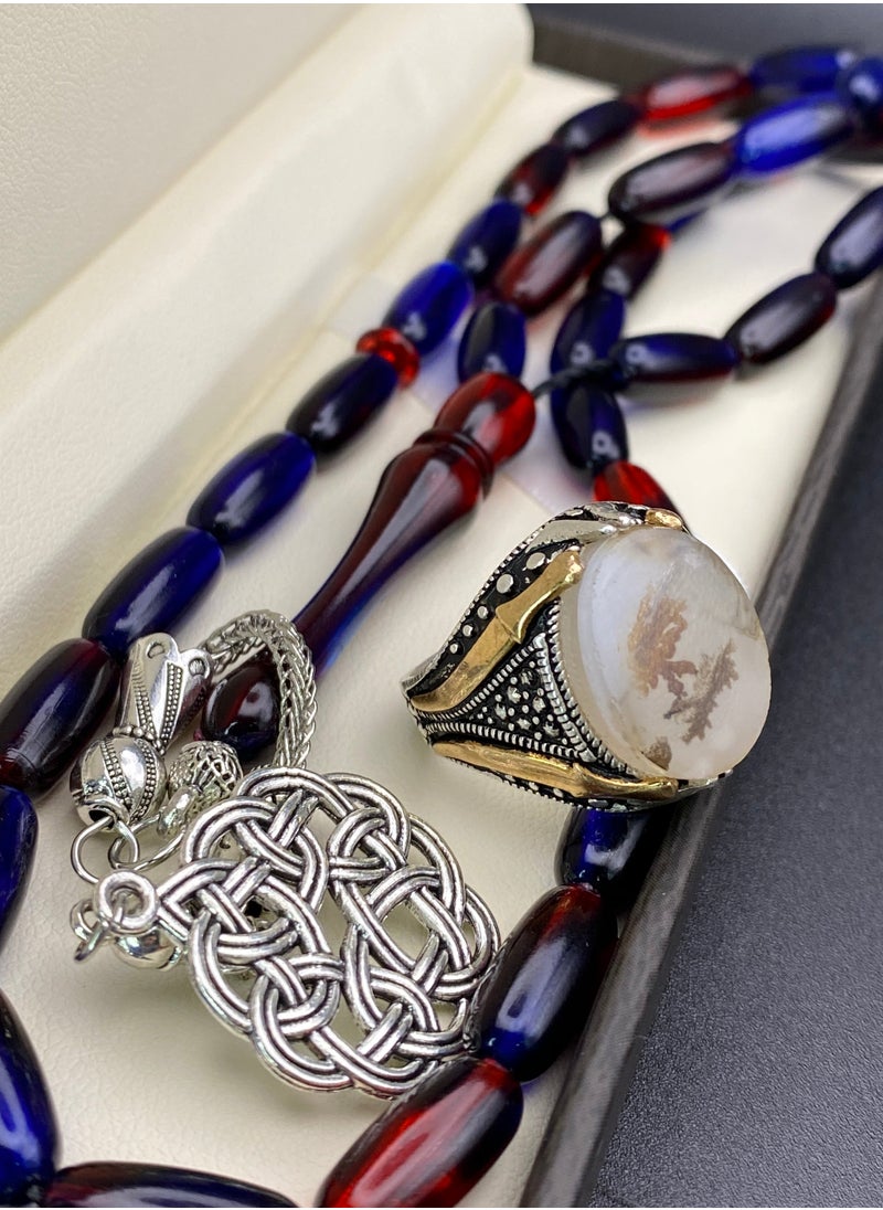 Men's ring, original natural Yemeni agate, 925 sterling silver, men's rings, Turkish-made, royal, men's gift, luxury sterling silver, rosary, gifts, luxury men's rosary, royal, Yemeni agate, gemstone set, men's rings, rosary sets, gemstones A26