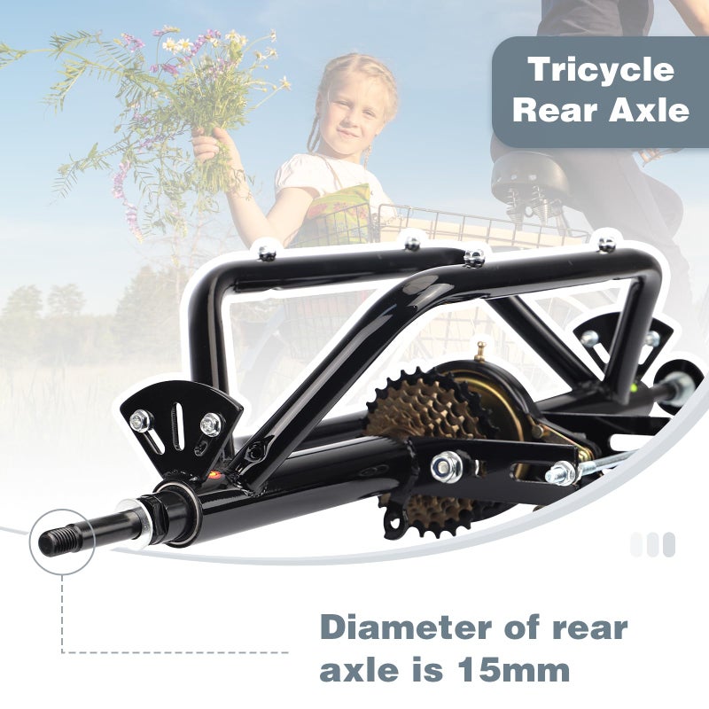 WEEROCK Tricycle Rear Axle Tricycle Conversion Kit 7 Speeds, 5/8Inch Axle(15.8mm) for 20" 24" 26" Trike, 3 Wheel Bikes - Image 3