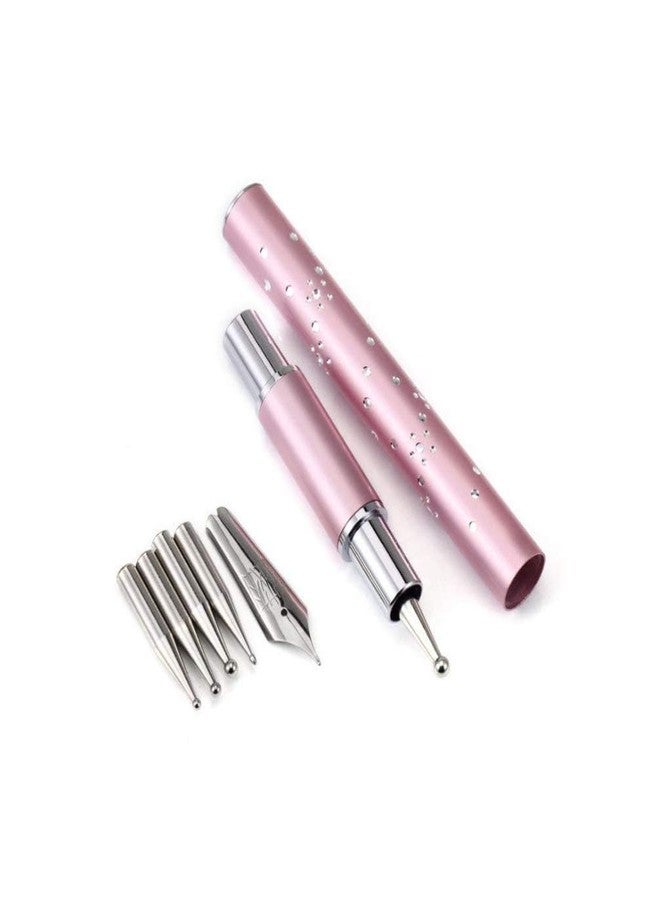 Ruby Face Rubyface Nail Art Fountain Pen with 5 Replacement Heads, DIY Drawing Calligraphy Pen, Diamond Crystal Dotting Liner Tool Set, Painted Lace Manicure- 1 pcs - Image 5