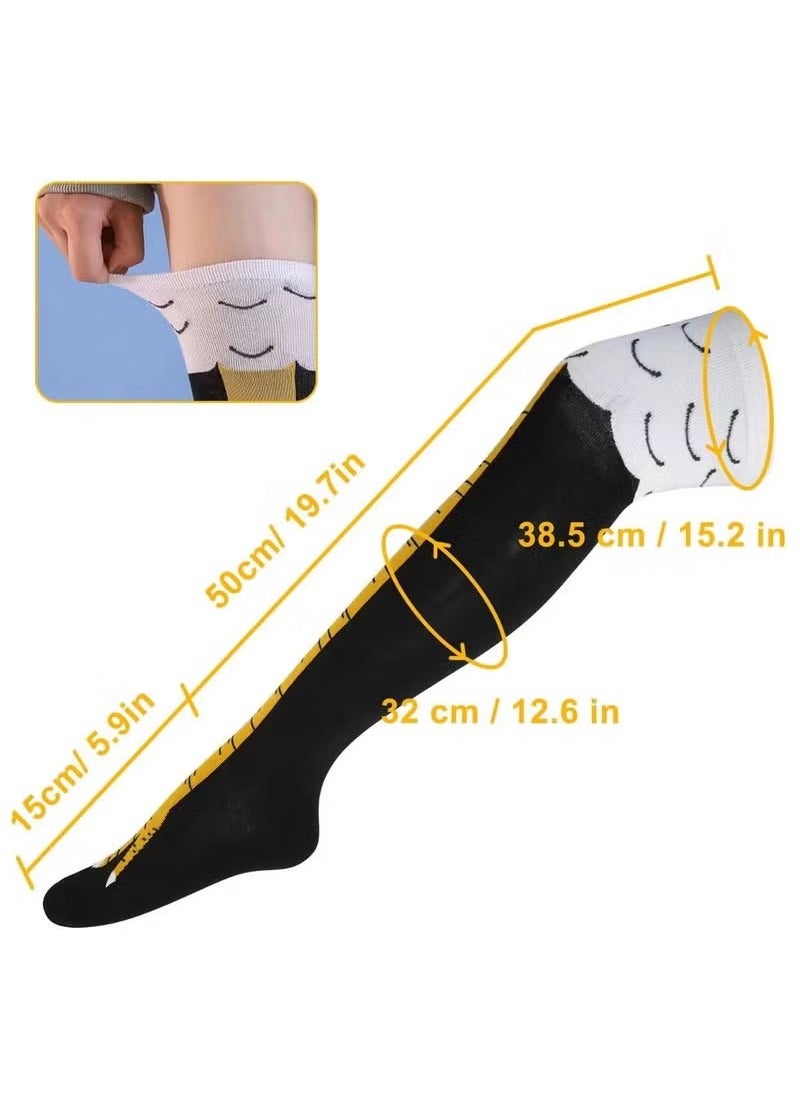 Realfrog 3 Pack Chicken Leg Socks, Chicken Feet Stockings, Cotton Knee Thigh High Socks Novelty Pattern Athletic Socks for Women Girls Striped Socks Funny Gifts  - Image 4