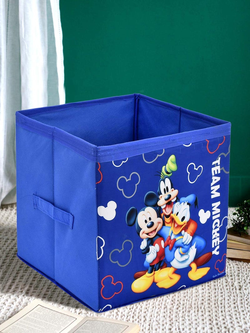 Kuber Industries Disney Team Minnie Print Non Woven Large Size Fabric Foldable Laundry Basket and Small Size Cube Toy, Books, Shoes Storage Box with Handle (Set of 2, Blue)-KUBMART11897, Standard - Image 4