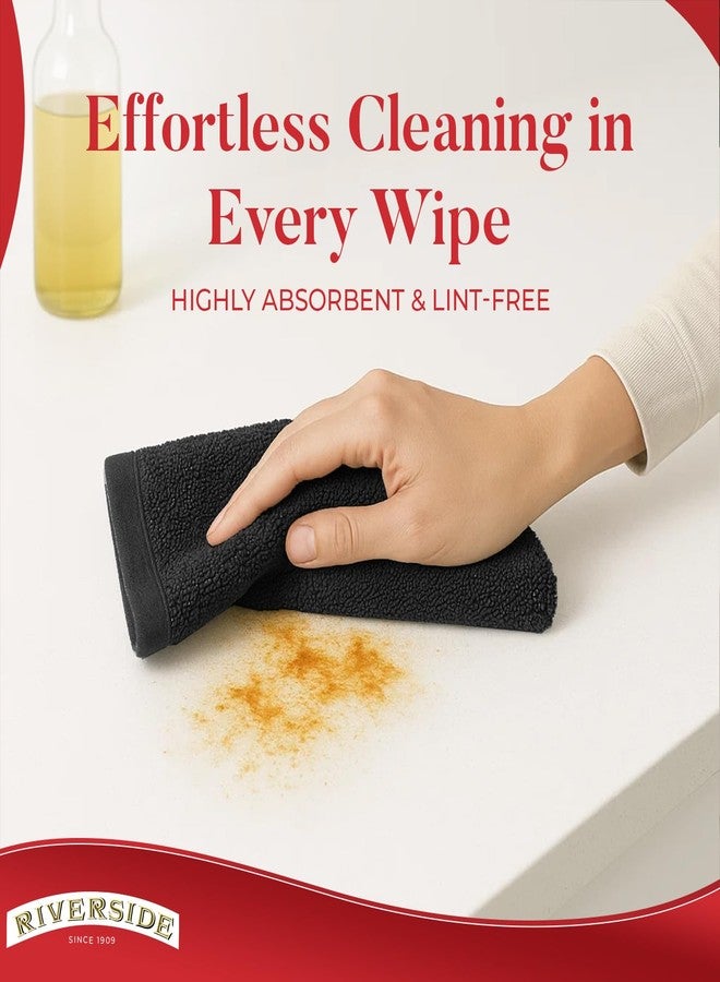 RIVERSIDE Bar Mop Towels Pack of 12, 16x19 Inches, 100% Ring Spun Cotton Terry Cloth Kitchen Towel, Highly Absorbent & Reusable Multipurpose Cleaning Rags for Bathroom, Hotel, Restaurant, Black - Image 4