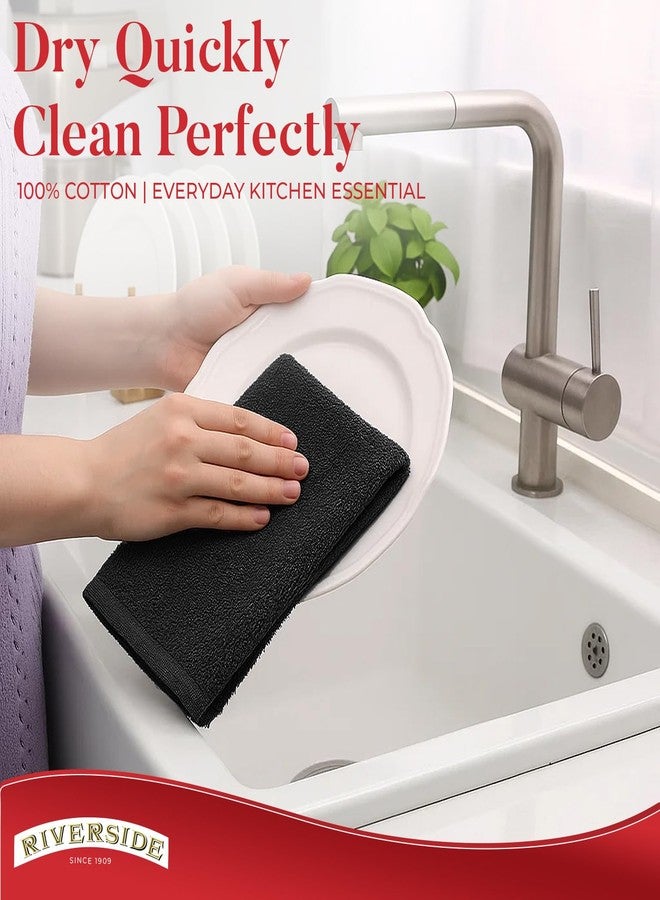 RIVERSIDE Bar Mop Towels Pack of 12, 16x19 Inches, 100% Ring Spun Cotton Terry Cloth Kitchen Towel, Highly Absorbent & Reusable Multipurpose Cleaning Rags for Bathroom, Hotel, Restaurant, Black - Image 5