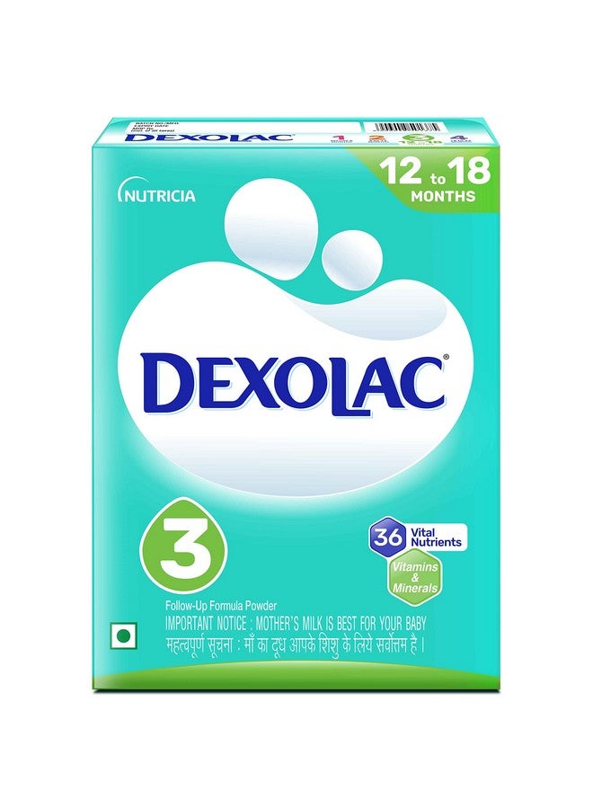 Dexolac Follow Up Infant Formula Milk Powder for Babies - Stage 3 (12 to 18 months) - with 36 Vital Nutrients - 400gms - BIB Pack - Image 1
