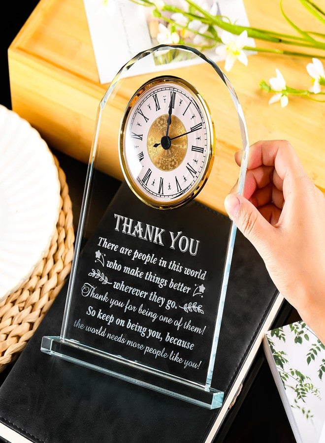 Movdyka Thank You Gifts for Men Women - Appreciation Gift for Teacher Doctor Nurse Boss Coworker - Crystal Clock Inspirational Gratitude Presents for Male Leader Friends Christmas Grateful Plaque Decor - Image 3