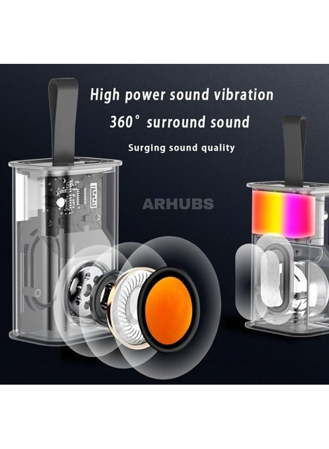 Wireless Bluetooth Portable Speaker Transparent Mech Audio TWS Speaker Stereo (Black) - Image 3