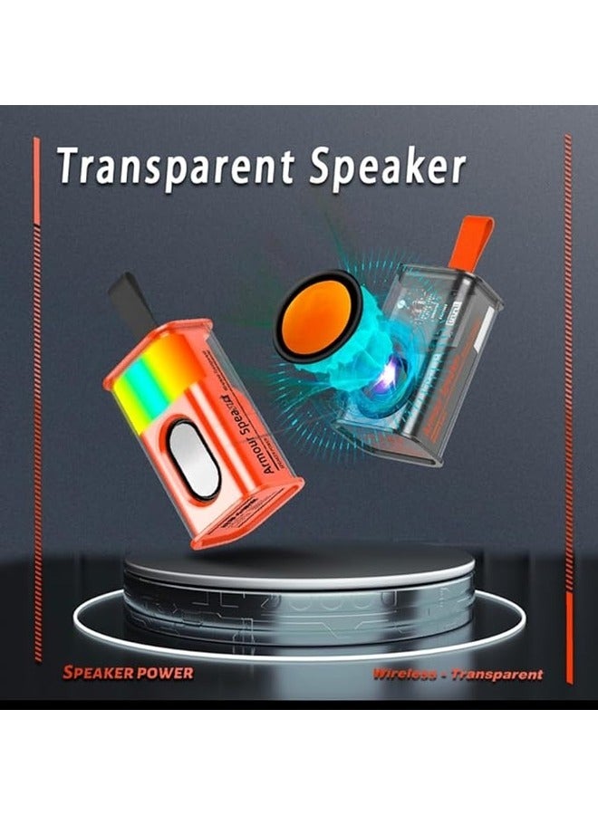 Wireless Bluetooth Portable Speaker Transparent Mech Audio TWS Speaker Stereo (Black) - Image 5