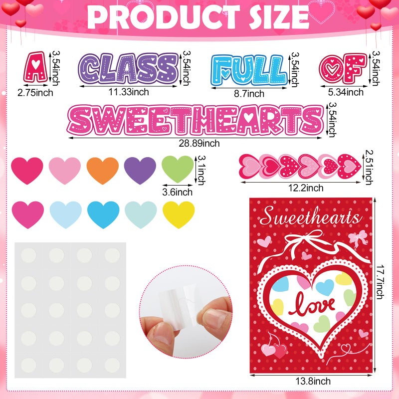 Marspark Valentines Bulletin Board Set Love Heart Valentines Classroom Decoration A Class Full of Sweethearts Themed Cutouts for Valentine's Day School Classroom Wall Door Decor - Image 3