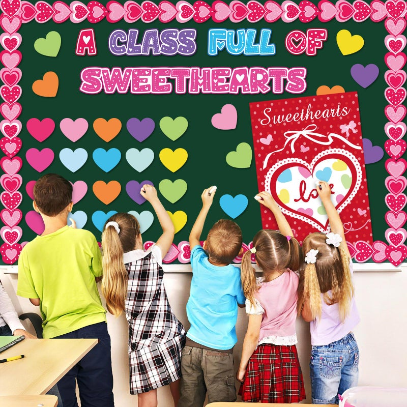 Marspark Valentines Bulletin Board Set Love Heart Valentines Classroom Decoration A Class Full of Sweethearts Themed Cutouts for Valentine's Day School Classroom Wall Door Decor - Image 4