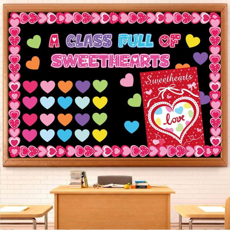 Marspark Valentines Bulletin Board Set Love Heart Valentines Classroom Decoration A Class Full of Sweethearts Themed Cutouts for Valentine's Day School Classroom Wall Door Decor - Image 1