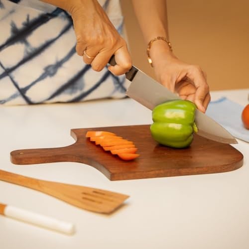UrbanFix Acacia Wooden Chopping, Serving and Cutting Board, Plate for Pizza, Vegetables, Fruits and Cheese |Natural Acacia Wood | Handcrafted | Made in India | Charcuterie Board Platter Set - Image 3