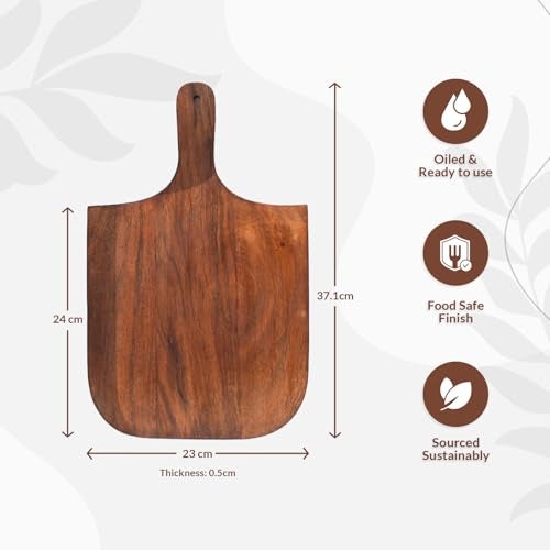 UrbanFix Acacia Wooden Chopping, Serving and Cutting Board, Plate for Pizza, Vegetables, Fruits and Cheese |Natural Acacia Wood | Handcrafted | Made in India | Charcuterie Board Platter Set - Image 2