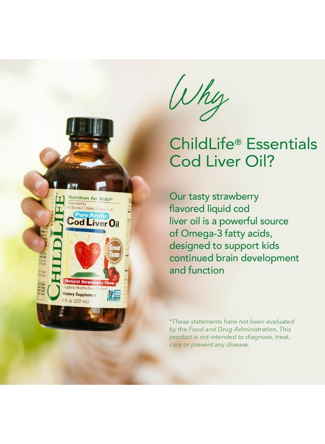 CHILDLIFE Essentials Cod Liver Oil for Kids - Liquid, Arctic Cod Liver Oil for Babies 6+ Months, Toddlers, & Children, Added DHA, EPA, Omega-3 Fatty Acids - Strawberry, 8 fl oz - Image 3