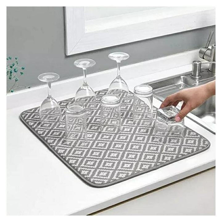 مفرش تجفيف الأطباق فائق الامتصاص ألوان ورسومات عشوائية - Image 1