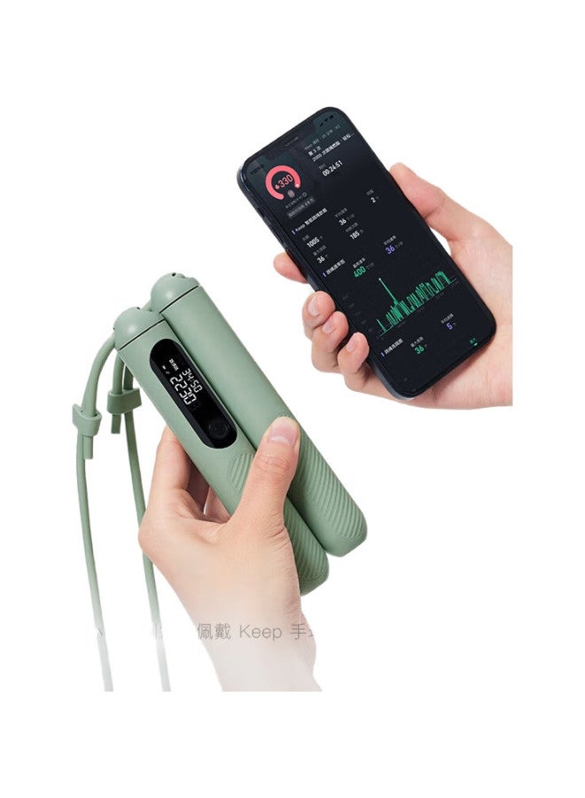 Keep Smart Counting Jump Rope Sr2 Dual-Use 40G Weighted Training Rope For Adults, Children, Students, Exam Rope, Milk Tea Color - Image 1