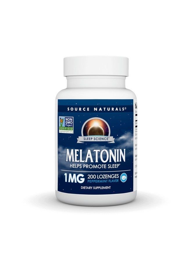 Source Naturals Melatonin, Helps Promote Sleep*, 1 mg - 200 Peppermint Flavored Lozenges - Image 1