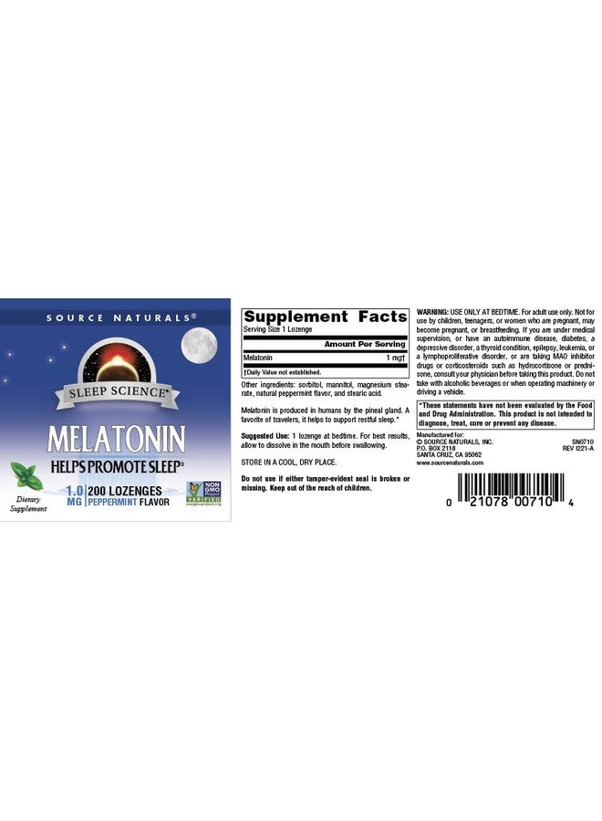 Source Naturals Melatonin, Helps Promote Sleep*, 1 mg - 200 Peppermint Flavored Lozenges - Image 4