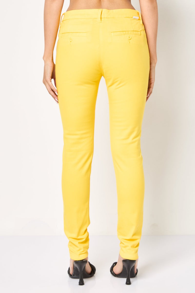 Reiko Women Regular Fit Solid Straight Leg Pants, Bright Lemon - Image 4