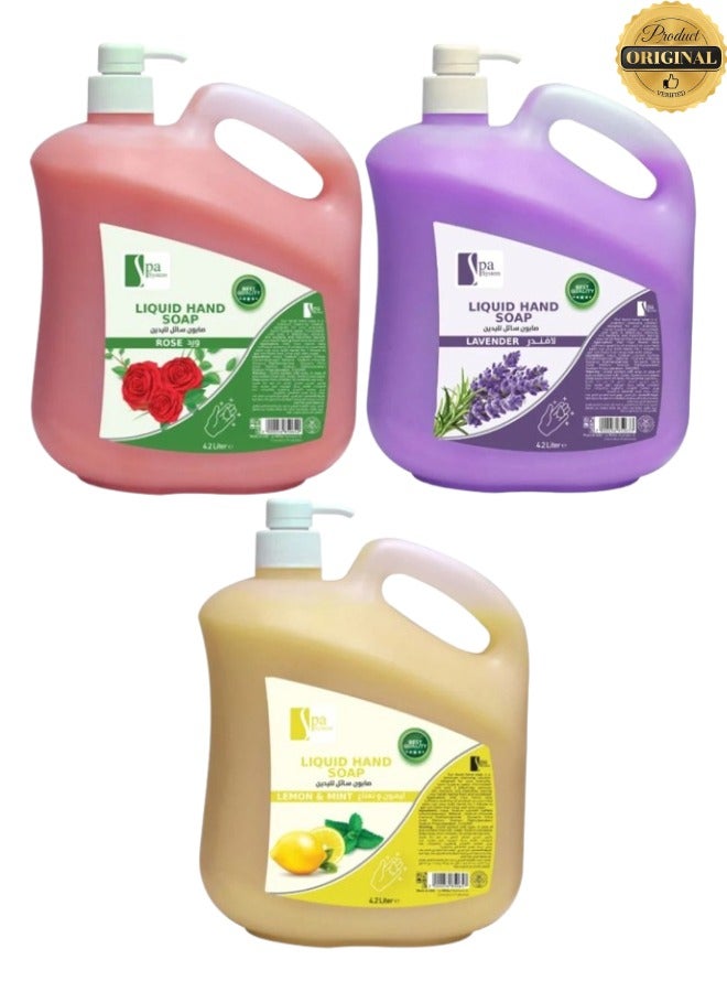 Spa System Liquid Hand Soap Lavender 4.2 Litre And Liquid Hand Soap Rose 4.2 Litre And Liquid Hand Soap Lemon 4.2 Litre