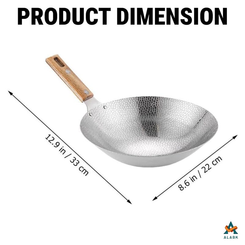 Alark Alark Stainless Steel NonStick Roti Maker Silver Cooking Pot Gas Special Kitchen Cookware Frying Pan Fast Heating Anti Stick Frying Pan 1 Litter Cooking Stove for Wooden Handle 35X 24X 4 CM - Image 3