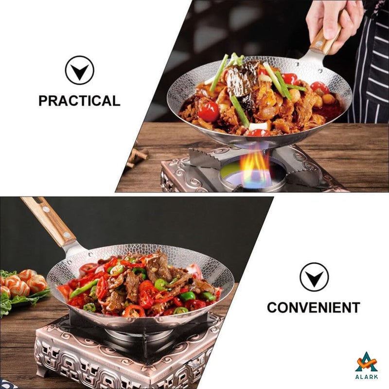 Alark Alark Stainless Steel NonStick Roti Maker Silver Cooking Pot Gas Special Kitchen Cookware Frying Pan Fast Heating Anti Stick Frying Pan 1 Litter Cooking Stove for Wooden Handle 35X 24X 4 CM - Image 2
