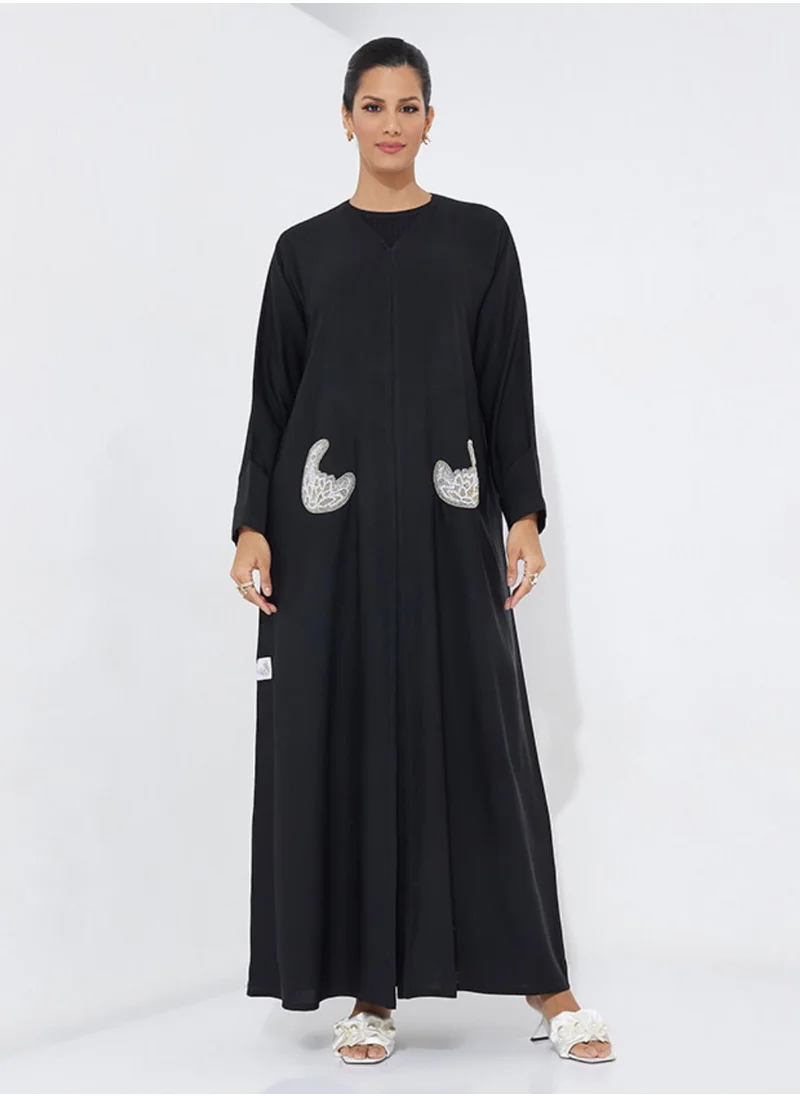 Rosette Abaya Moon Stone Abaya