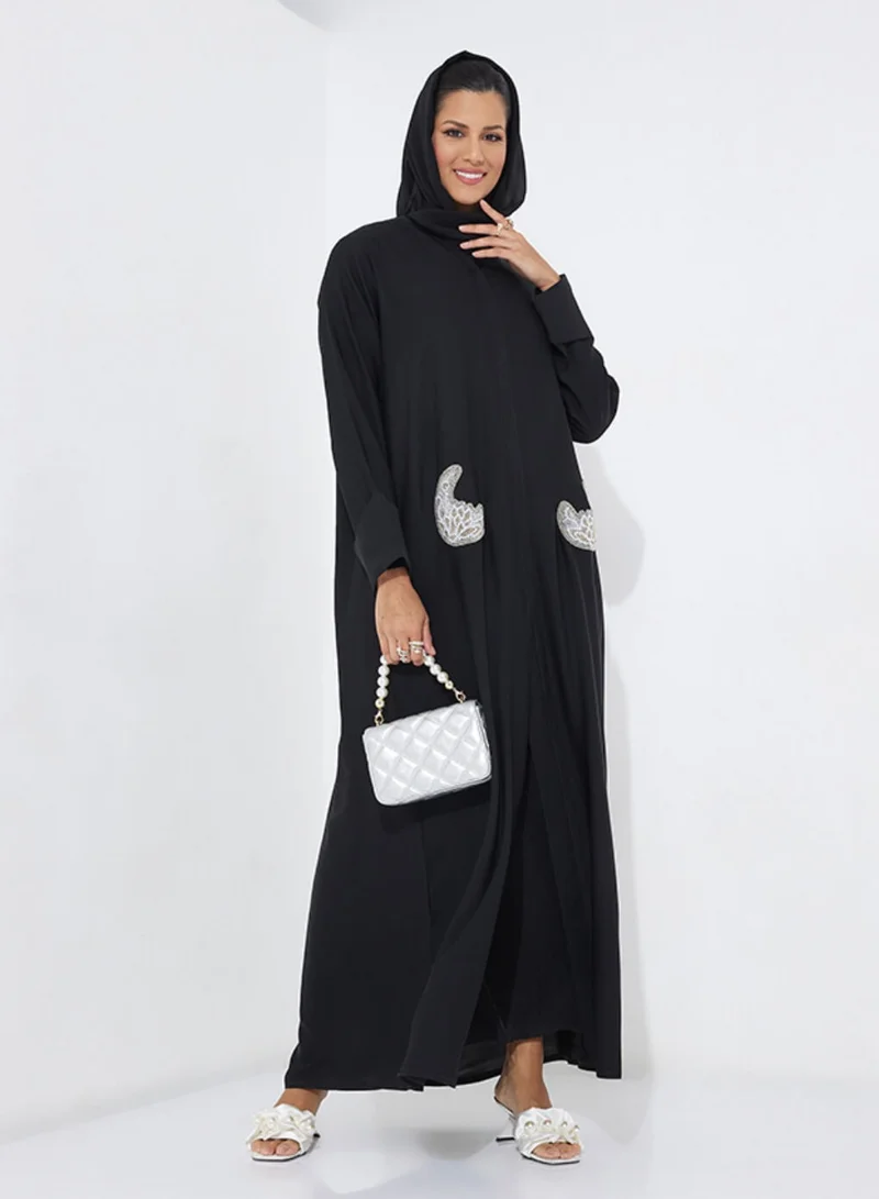 Rosette Abaya Moon Stone Abaya