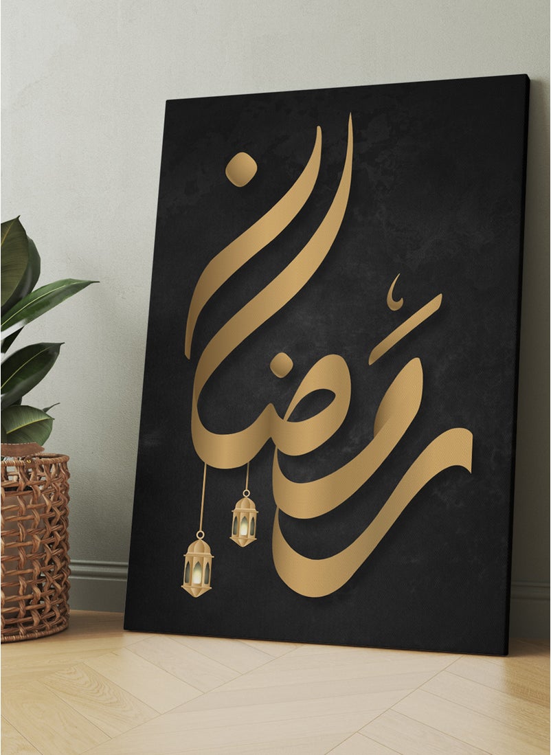 Canvas Wall Art Stretched Over Wooden Frame with Ramadan in Arabic Calligraphy and Lanterns Painting - pzsku/ZF9D09EC28B79F7B18C56Z/45/_/1736424406/1dc87eeb-e513-4772-9ed0-2d4ce06ef25b