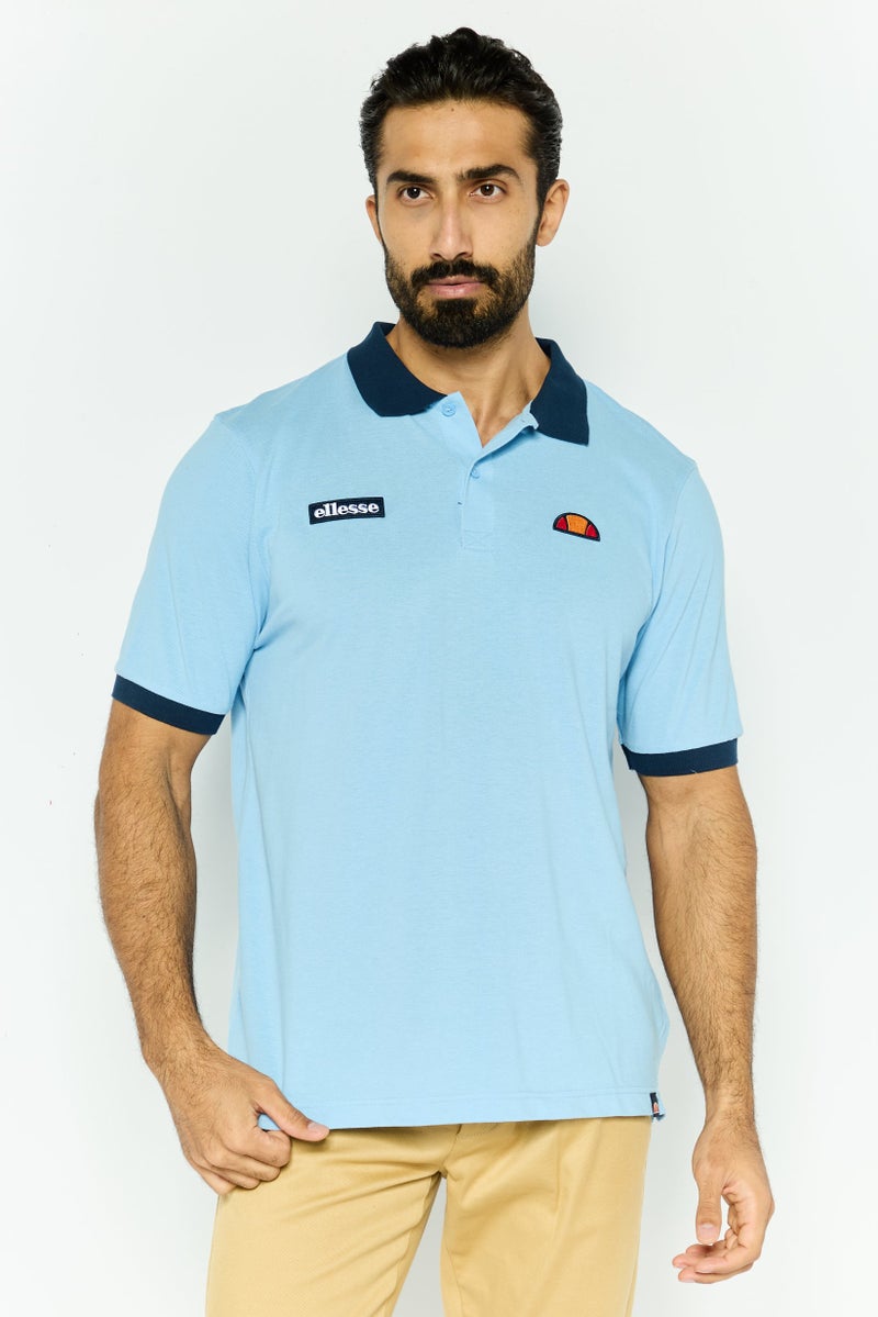 Ellesse Men Regular Fit Short Sleeve Brand Logo Polo Shirt, Blue - Image 1