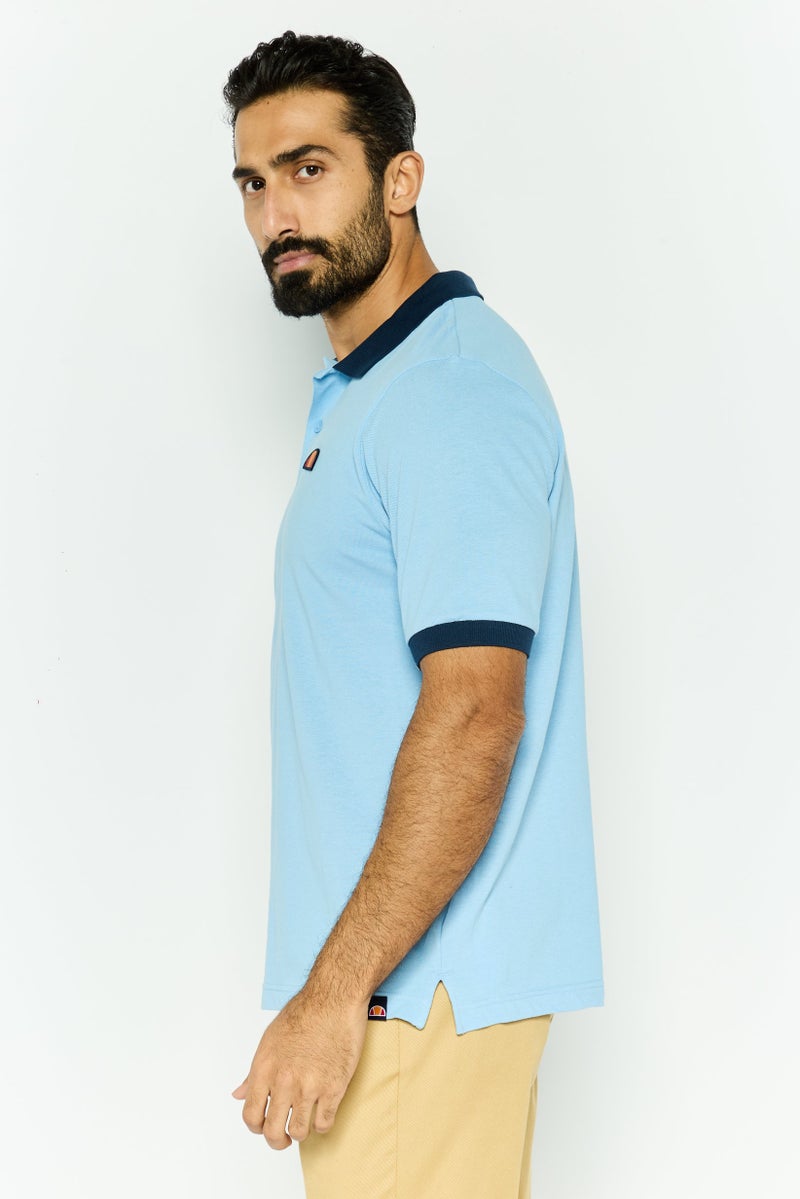 Ellesse Men Regular Fit Short Sleeve Brand Logo Polo Shirt, Blue - Image 3