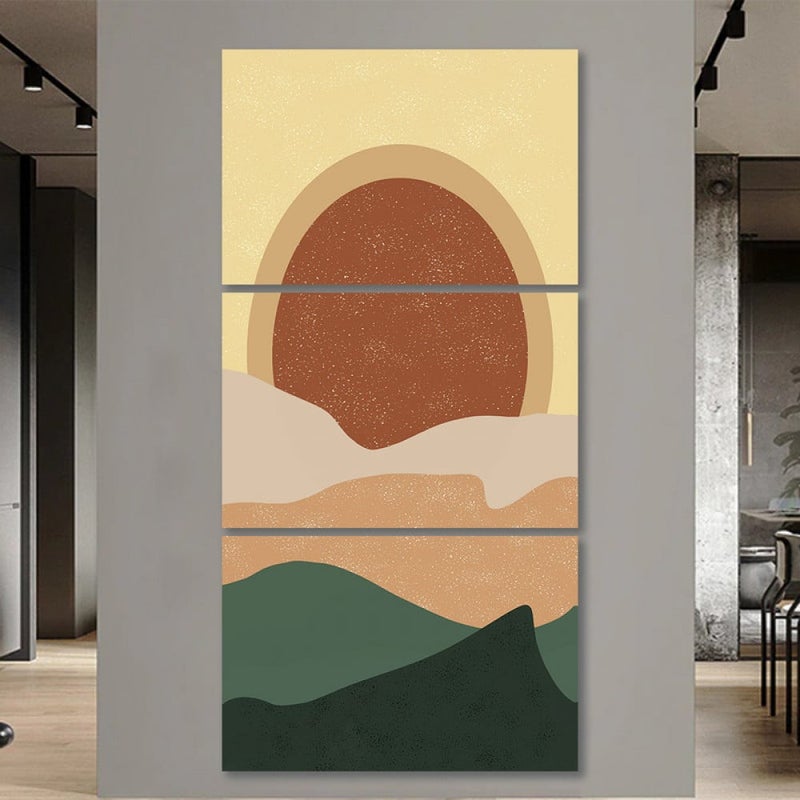 Marktna Three modern-designed canvas panels with a hollow frame, measuring (90×40), three pieces - Image 1