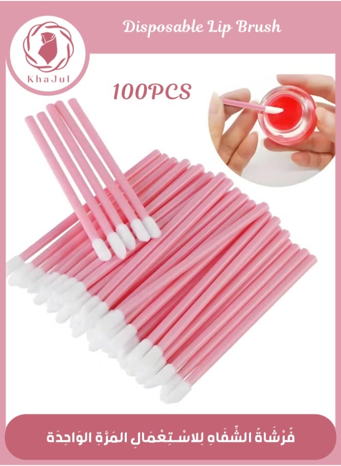 KHAJUL 100pcs Disposable Lip Gloss Wands Tool Kit （Pink) - Image 1