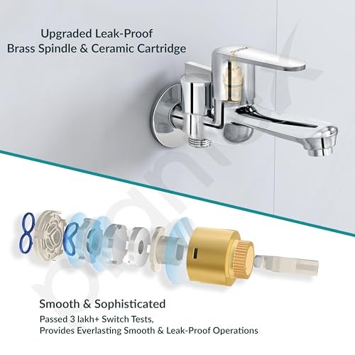 Plantex Pure Brass 2 in 1 Tap for Washing Machine/2-Way Bib Cock for Bathroom with Water Saving Aerator/Bib Cock with Brass Wall Flange and Teflon TapeTape (DOL-2305, Chrome) - Image 4