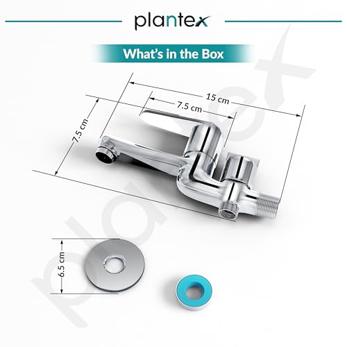 Plantex Pure Brass 2 in 1 Tap for Washing Machine/2-Way Bib Cock for Bathroom with Water Saving Aerator/Bib Cock with Brass Wall Flange and Teflon TapeTape (DOL-2305, Chrome) - Image 3