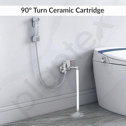 Plantex Pure Brass 2 in 1 Tap for Washing Machine/2-Way Bib Cock for Bathroom with Water Saving Aerator/Bib Cock with Brass Wall Flange and Teflon TapeTape (DOL-2305, Chrome) - Image 2