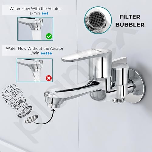 Plantex Pure Brass 2 in 1 Tap for Washing Machine/2-Way Bib Cock for Bathroom with Water Saving Aerator/Bib Cock with Brass Wall Flange and Teflon TapeTape (DOL-2305, Chrome) - Image 5