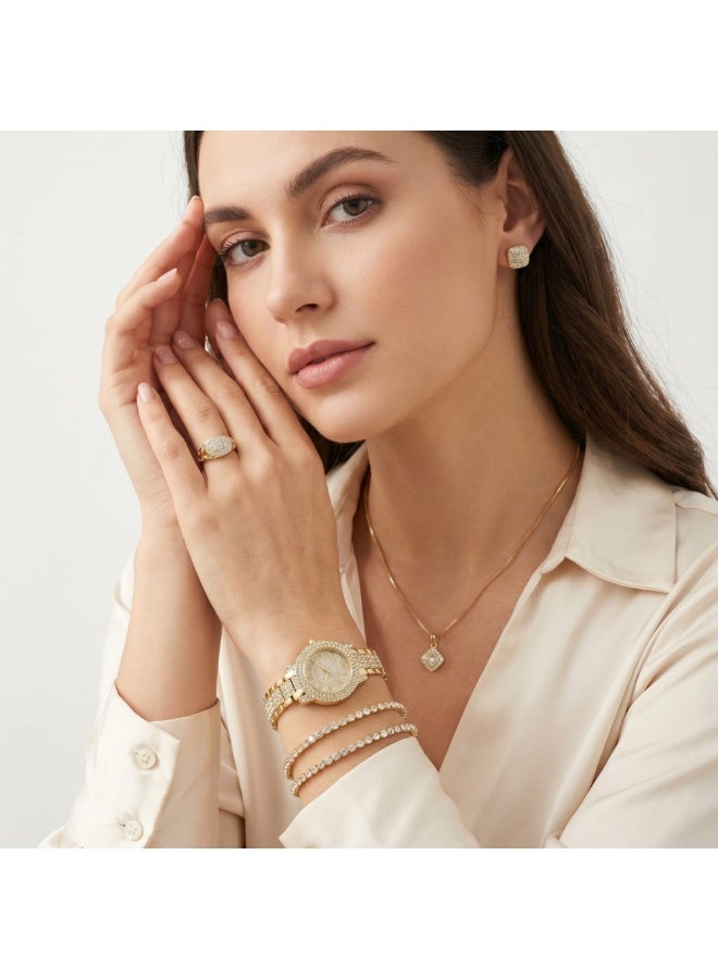 veya ELEGANT WOMEN’S QUARTZ WATCH & JEWELRY SET – 7 PCS - Image 2