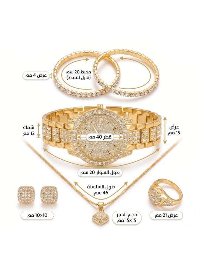 veya ELEGANT WOMEN’S QUARTZ WATCH & JEWELRY SET – 7 PCS - Image 3