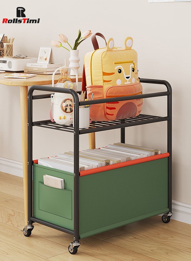 RollsTimi  Under Desk Storage Cart Snacks Toys Storage Organizer 2-tier Rolling Utility Cart for Camping Nursery Living Room Home Picnic - Image 3